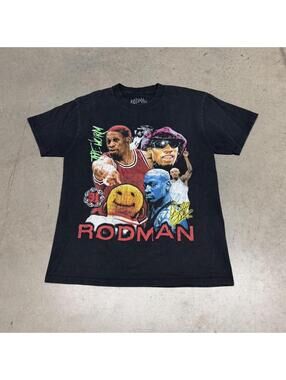 Rodman Apparel Men's Black and Multi Tshirt